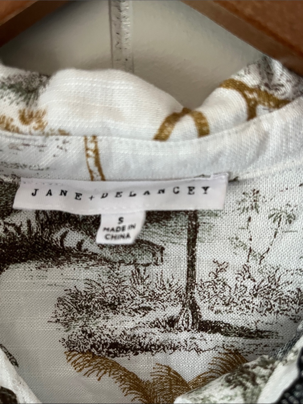 Women's Safari-Print Button Down Shirt - White with Black & Tan - Picture 3 of 14